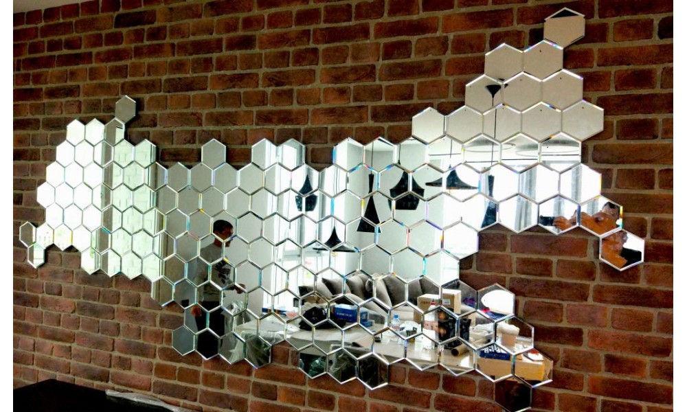 Мозаика зеркальная СЕРЕБРО Сота с чипом 59.7 х 51.7 мм (356х300мм)
